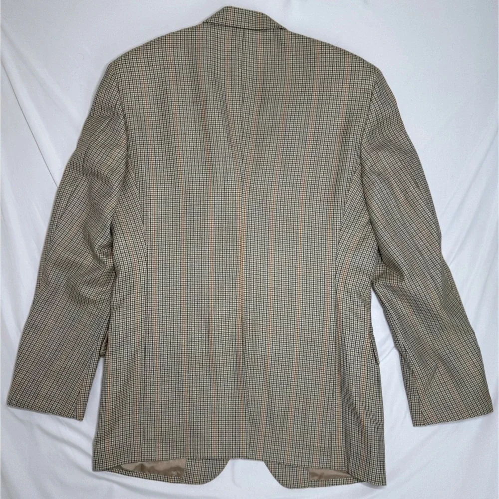 Brooks Brothers 40R Sport Coat Mens Tan Check 100% Wool Blazer Made in USA